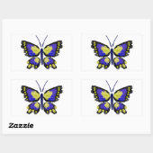 Blauwe en gele vlinder rechthoekige sticker (Vel)
