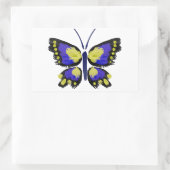 Blauwe en gele vlinder rechthoekige sticker (Tas)