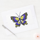 Blauwe en gele vlinder rechthoekige sticker (Envelop)