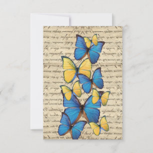 Blauwe en gele vlinders