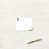 Blauwe en Gele Vlinders & Bloemetjes Post-it® Notes (Op bureau)