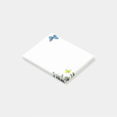 Blauwe en Gele Vlinders & Bloemetjes Post-it® Notes (Schuin)