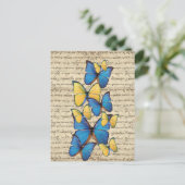 Blauwe en gele vlinders briefkaart (Staand voorkant)