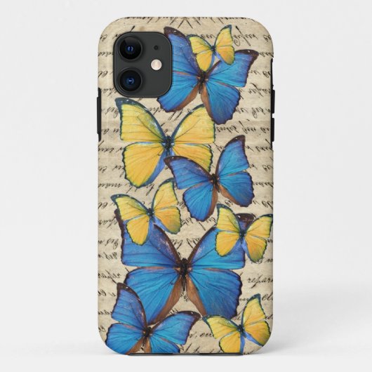 Blauwe en gele vlinders Case-Mate iPhone case (Achterkant)