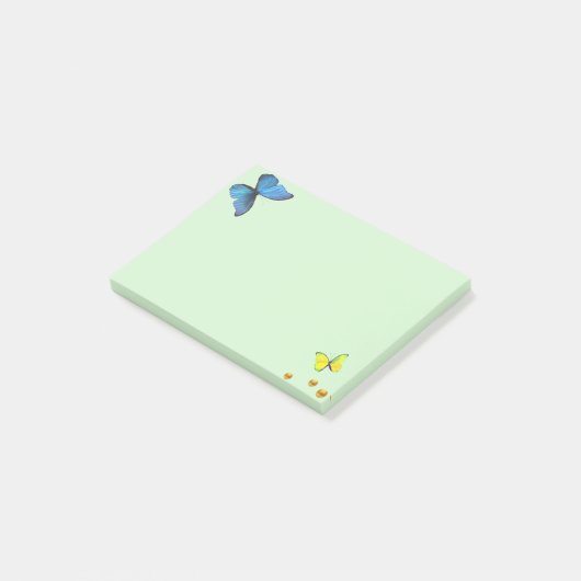 Blauwe en gele vlinders en goudConfetti Stippen Post-it® Notes (Schuin)