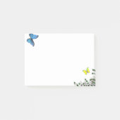 Blauwe en gele vlinders en kleine bloemen post-it® notes (Voorkant)