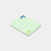 Blauwe en Gele Vlinders & Gouden Confetti Stippen Post-it® Notes (Schuin)