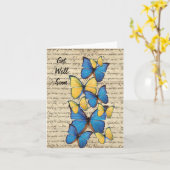 Blauwe en gele vlinders kaart (Gele Bloem)