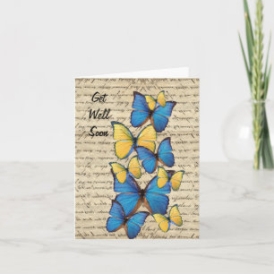 Blauwe en gele vlinders kaart