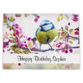  blauwe en gele vogel op een Branch Birthday Groot Cadeauzakje (Voorkant)