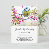 blauwe en gele vogel op een Branch Birthday Kaart (Staand voorkant)