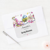  blauwe en gele vogel op een Branch-kaars Vierkante Sticker (Envelop)