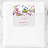  blauwe en gele vogel op een Branch-kaars Vierkante Sticker (Tas)