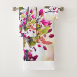  blauwe en gele vogel op een foto van de Tak Bad Handdoek