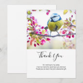  blauwe en gele vogel op een foto van de Tak Bedankkaart (Voorkant / Achterkant)