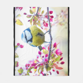  blauwe en gele vogel op een foto van de Tak Fleece Deken