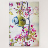  blauwe en gele vogel op een foto van de Tak Legpuzzel (Verticaal)