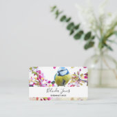  blauwe en gele vogel op een foto van de Tak Visitekaartje (Staand voorkant)