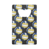 Blauwe en gele volleybalpatronen creditkaart flessenopener (Voorkant)