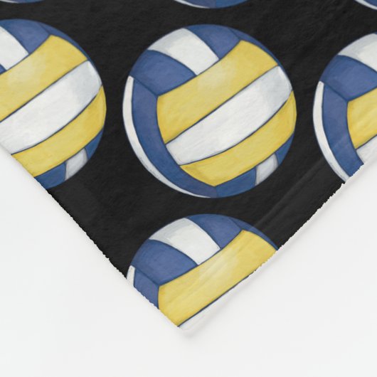 Blauwe en gele volleybalpatronen fleece deken (Hoek)