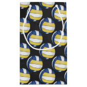 Blauwe en gele volleybalpatronen klein cadeauzakje (Achterkant)