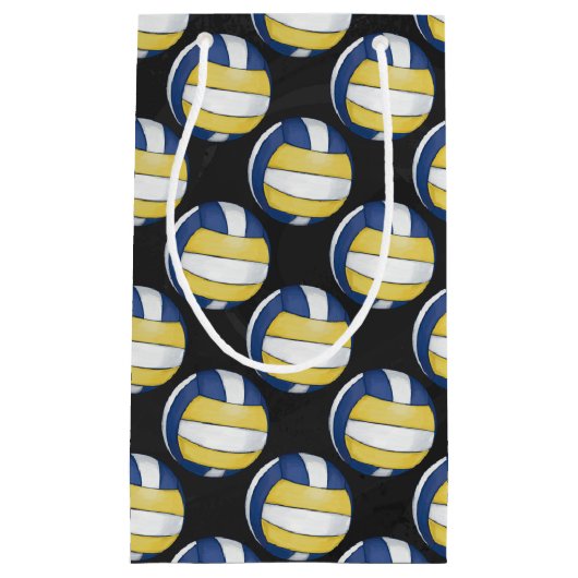 Blauwe en gele volleybalpatronen klein cadeauzakje (Voorkant)