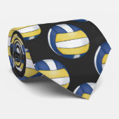 Blauwe en gele volleybalpatronen stropdas (Opgerold)