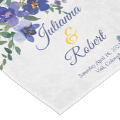 Blauwe en gele waterverf florale bruiloft invitati korte tafelloper (Hoek)