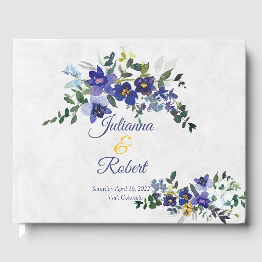 Blauwe en gele waterverf gastenboek (Voorkant)