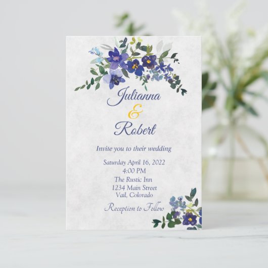 Blauwe en gele waterverf kaart (Staand voorkant)