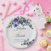 Blauwe en gele waterverf papieren bordje (Feest)