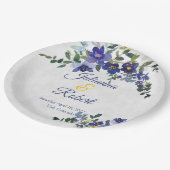 Blauwe en gele waterverf papieren bordje (Gekanteld)