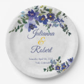 Blauwe en gele waterverf papieren bordje (Voorkant)