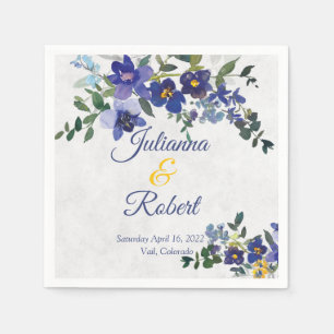 Blauwe en gele waterverf servet