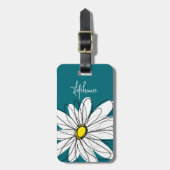 Blauwe en gele whimsical Daisy Custom Text Bagagelabel (Voorkant verticaal)