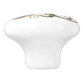 Blauwe en Gele Whimsical Octopus Cabinet Lade Keramische Knop (Zijkant)