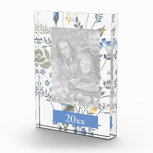 Blauwe en gele wilde bloemen fotoblokken (Rechts)