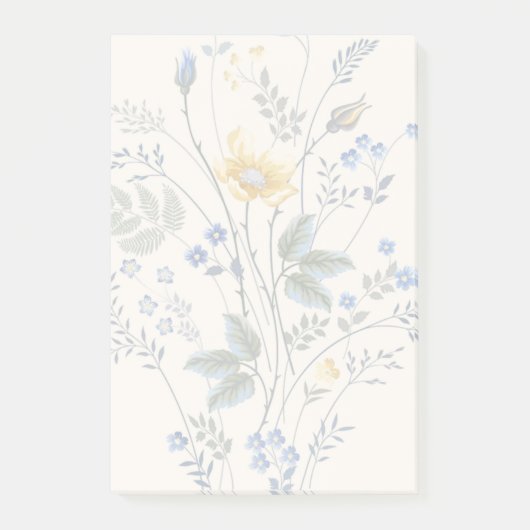Blauwe en gele wilde bloemen post-it® notes (Voorkant)