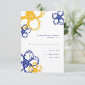 Blauwe en gele wilde bloemen RSVP (Staand voorkant)