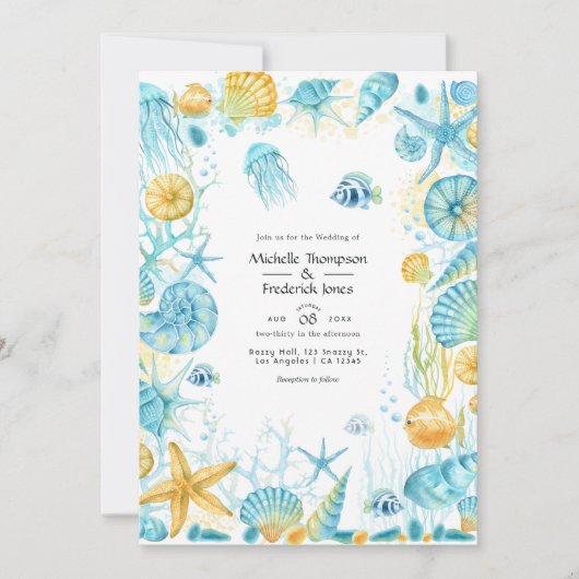 Blauwe en gele Zee Kaart (Voorkant)