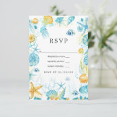 Blauwe en gele Zee RSVP Kaartje (Staand voorkant)