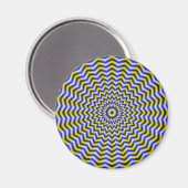 Blauwe en gele zigzag Ripples Magnet (Voorkant / Achterkant)