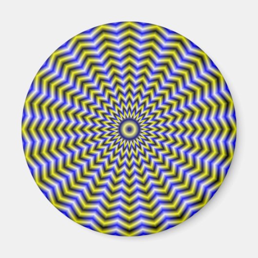 Blauwe en gele zigzag Ripples Magnet (Voorkant)
