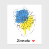 Blauwe en gele zonnebloem in Oekraïense stijl Sticker (Vel)
