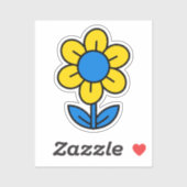 Blauwe en gele zonnebloem in Oekraïense stijl Sticker (Vel)