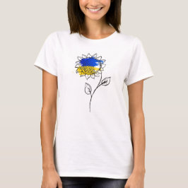 Blauwe en gele zonnebloem in Oekraïense stijl T-shirt