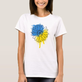 Blauwe en gele zonnebloem in Oekraïense stijl T-shirt