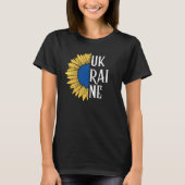 Blauwe en gele zonnebloem in Oekraïense stijl T-shirt (Voorkant)