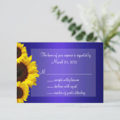 Blauwe en gele Zonnebloem Weddenschap RSVP (Staand voorkant)