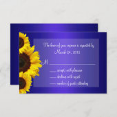 Blauwe en gele Zonnebloem Weddenschap RSVP (Voorkant / Achterkant)